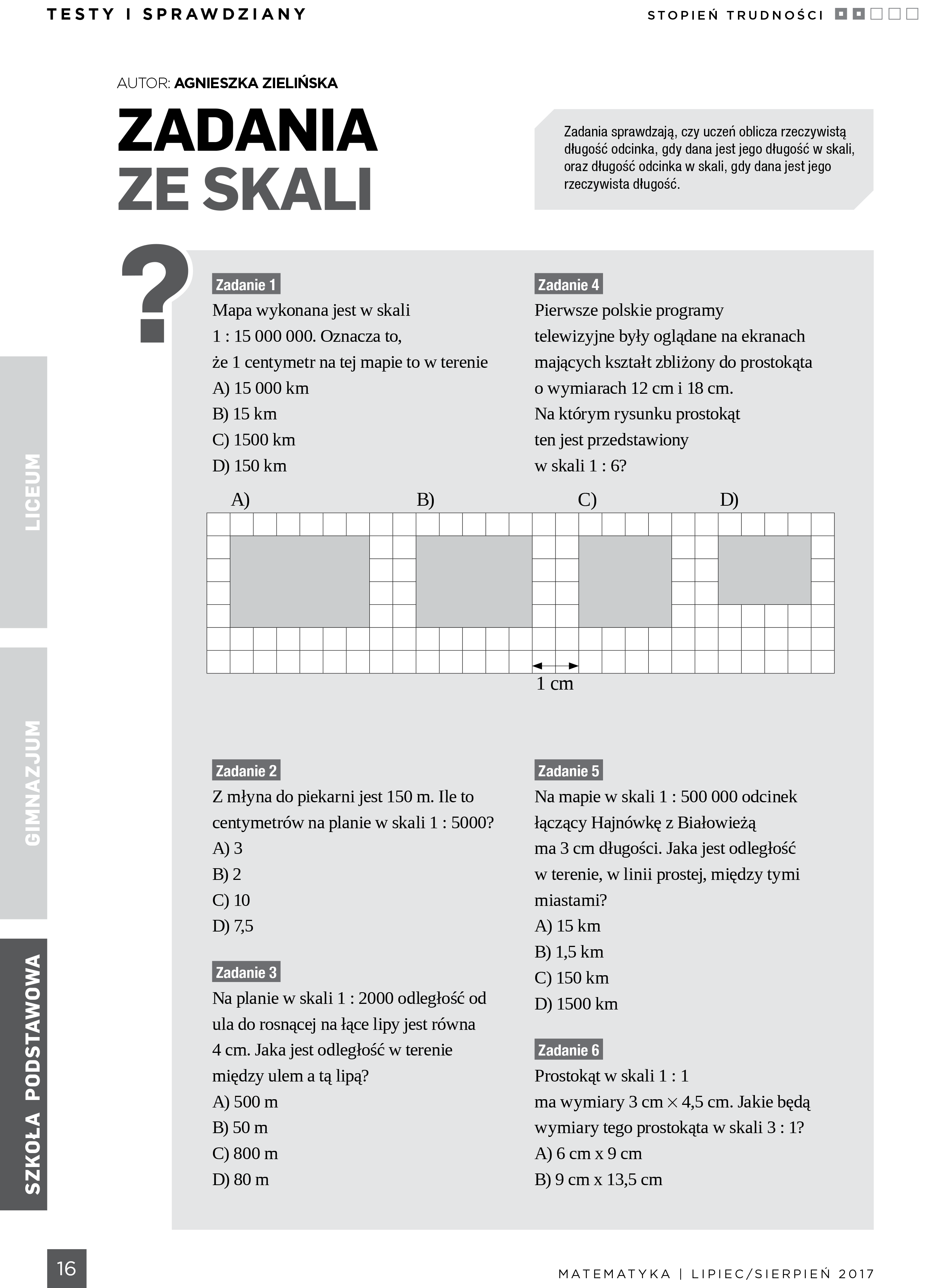 Zadania ze skali - Czasopisma dla nauczycieli matematyki